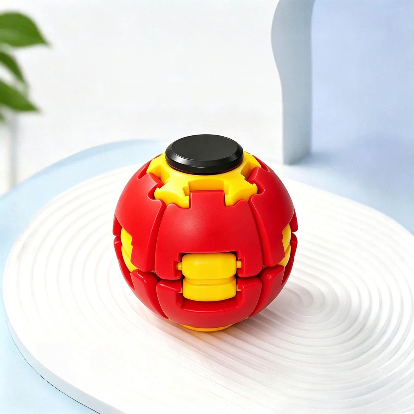 Press & Spin Fidget Relief Ball, Portable Rotating Sensory Stress Toy (Assembly Version)