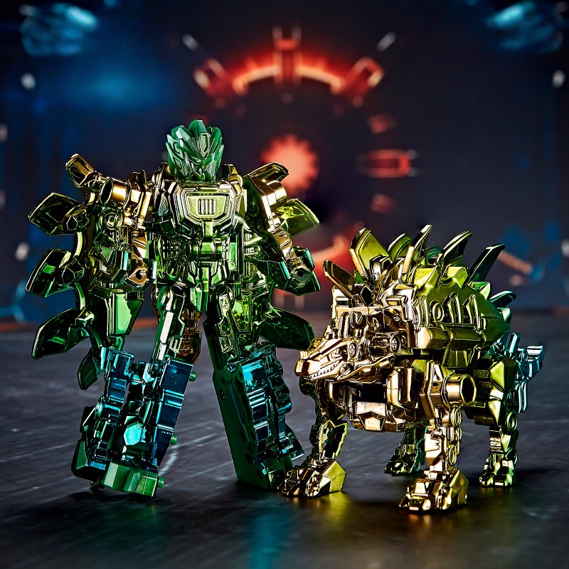 🦕Electroplated Rainbow-Finished Alloy Dinosaur Transformation Toy