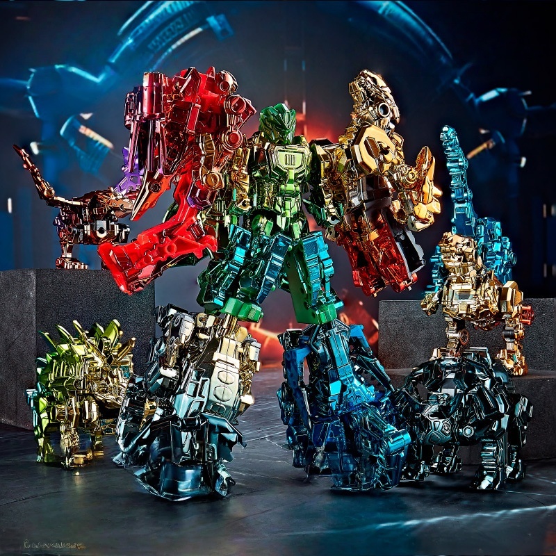 🦕Electroplated Rainbow-Finished Alloy Dinosaur Transformation Toy
