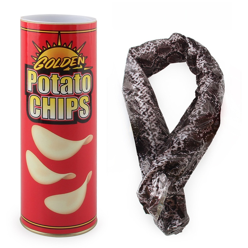 📁🍟Potato chip snake jumping, toy prank - funny prank gift April Fool's Day Halloween party decoration joke children popcorn nut snake jar