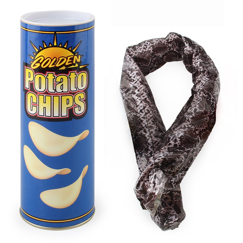 📁🍟Potato chip snake jumping, toy prank - funny prank gift April Fool's Day Halloween party decoration joke children popcorn nut snake jar