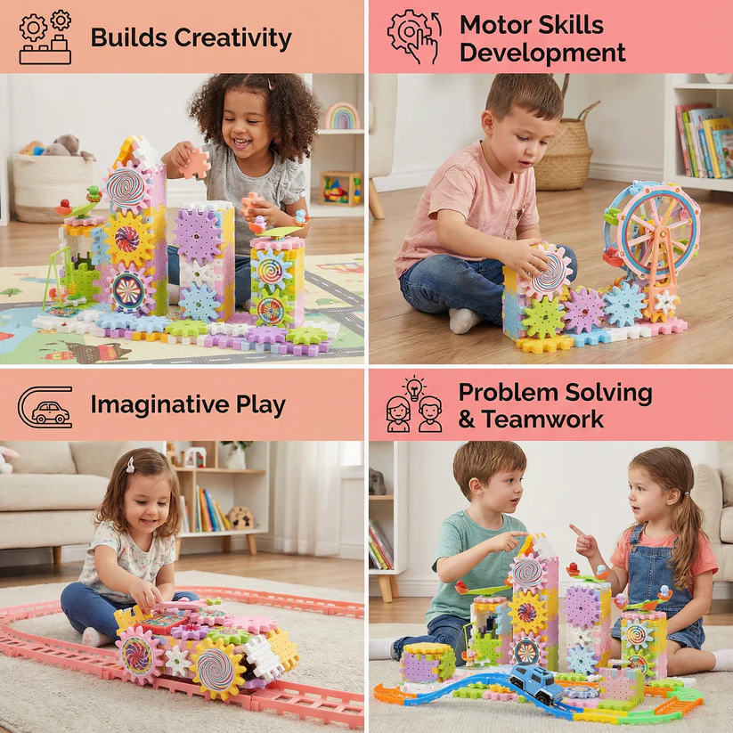 Rotating Montessori Cogwheel Building Block Toy