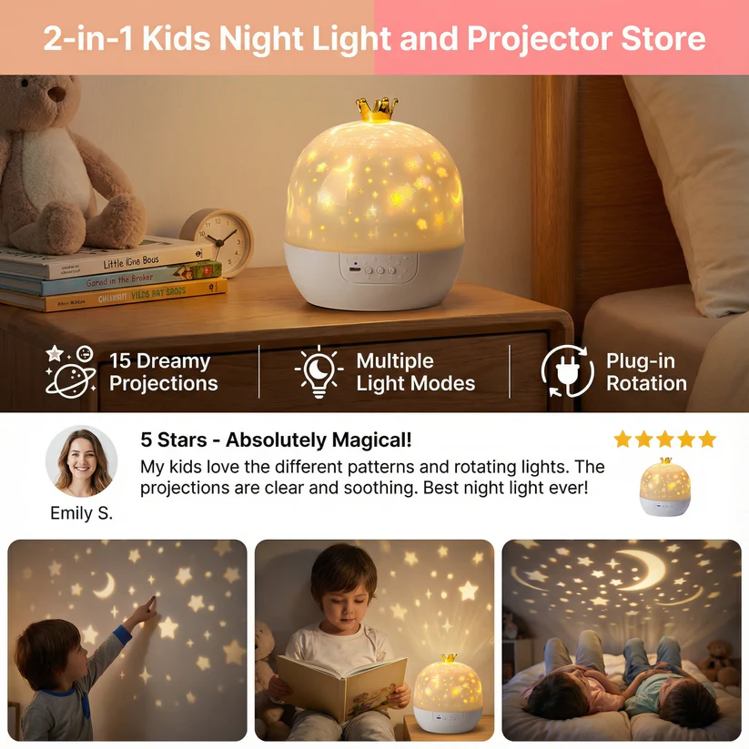 2-in-1 Kids Night Light and Projector
