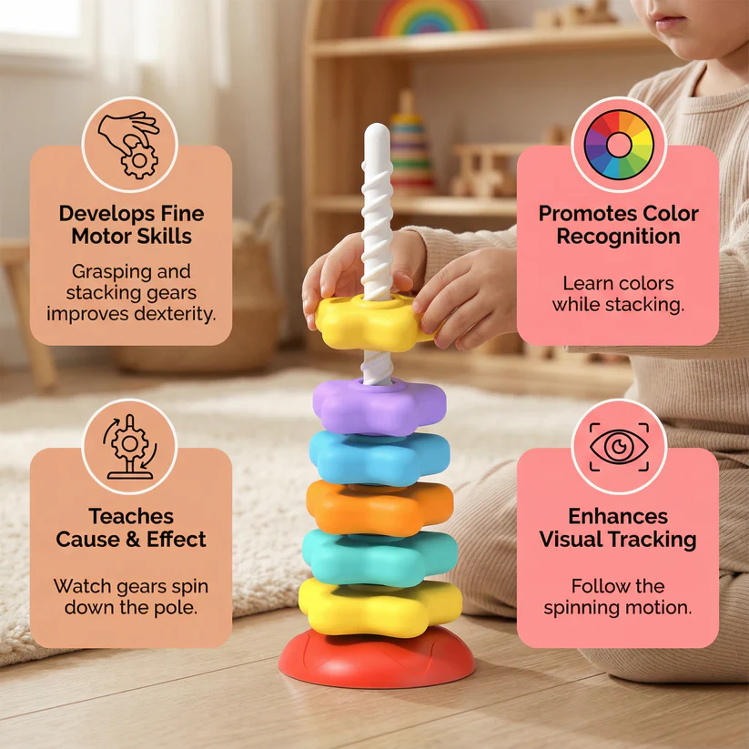 🌈Rainbow Spinning Tower - Early Learning Toy