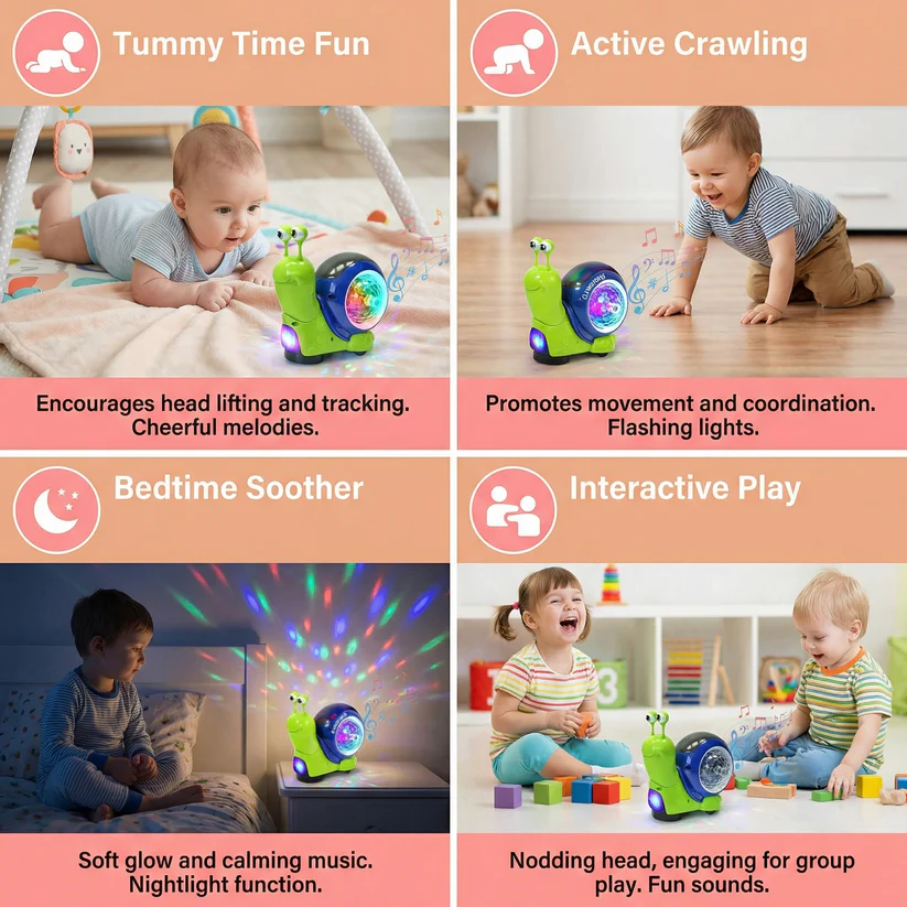 🐌️🎶Glowing and Music Playing Crawling Snail Toy