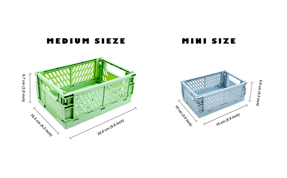 4-Piece Set Mini Basket Plastic Suitable for Shelves Home Kitchen Storage Box Storage Box Stackable Folding Storage Basket Suitable for Classroom Bedroom Bathroom Office (5.9 x 3.8 x 2.2)