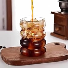 2-Piece Drinking Glass with Glass Straw 14 Ounces Glassware Set Cocktail Glass Iced Coffee Glass Beer Glass Suitable for Water Soda Tea Gift With Cleaning Brush