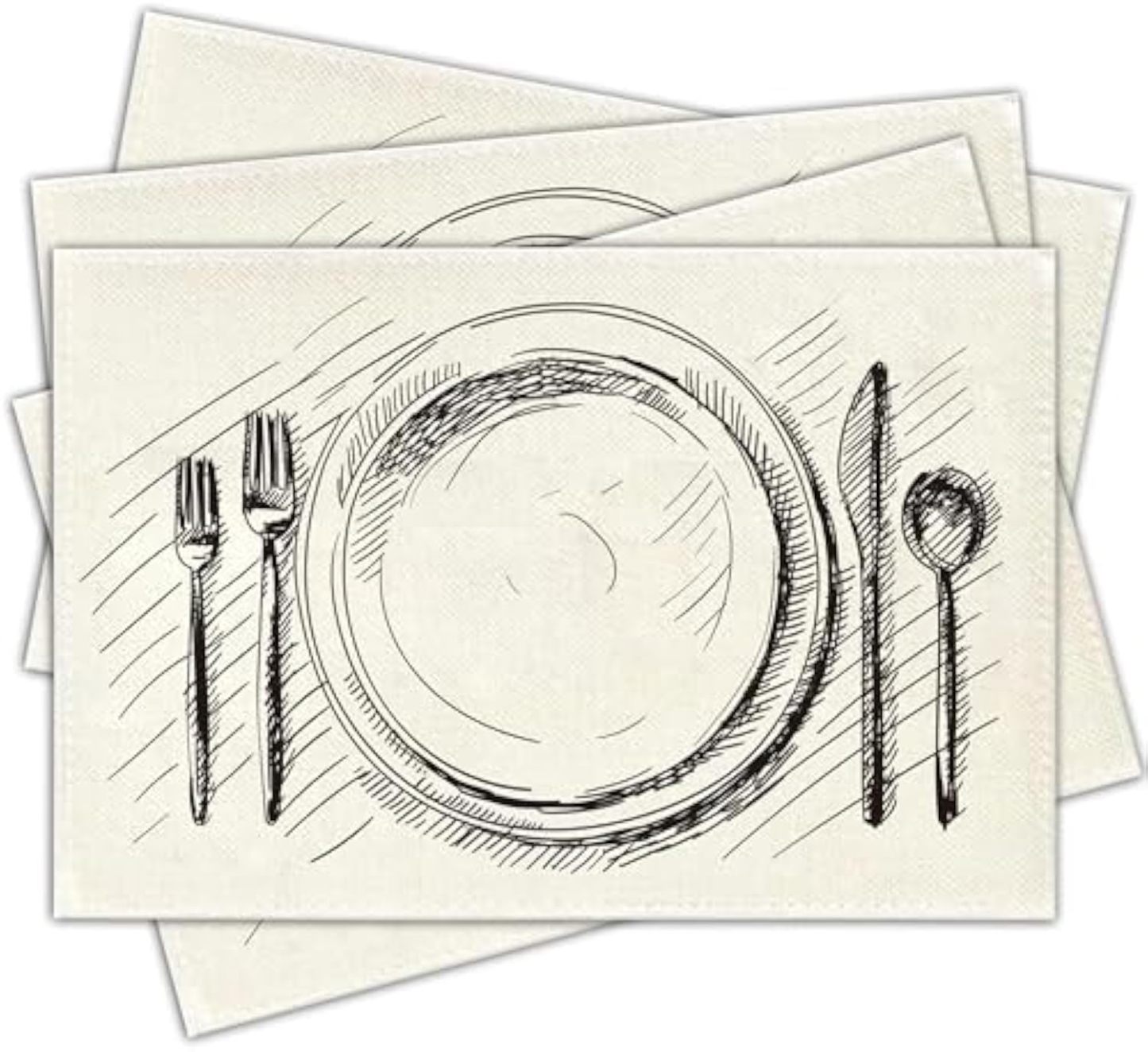 Minimalist White Table Mat Set of 4, 12x18 Inch Rustic Home Decorative Placemats, Washable Heat Resistant Place Mats Decor for Kitchen Dining Farmhouse-A10