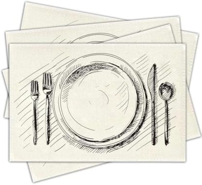 Minimalist White Table Mat Set of 4, 12x18 Inch Rustic Home Decorative Placemats, Washable Heat Resistant Place Mats Decor for Kitchen Dining Farmhouse-A10