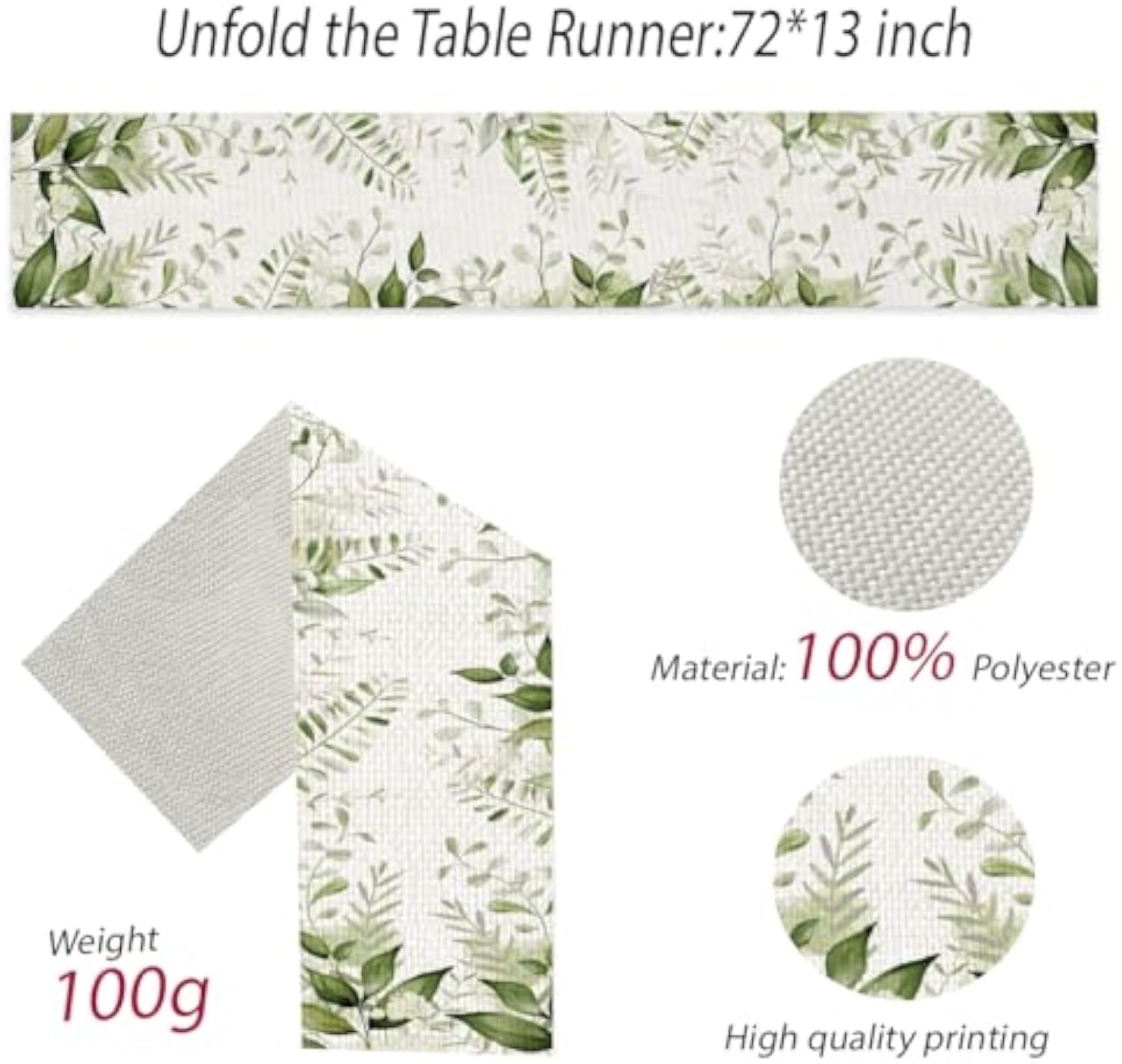 Wedding Table Runner for Romantic Wedding Party Bridal Shower Engagement Banquet Stuff Spring Floral Valentine's Day Kitchen Dining Table Decor 13x72 inch
