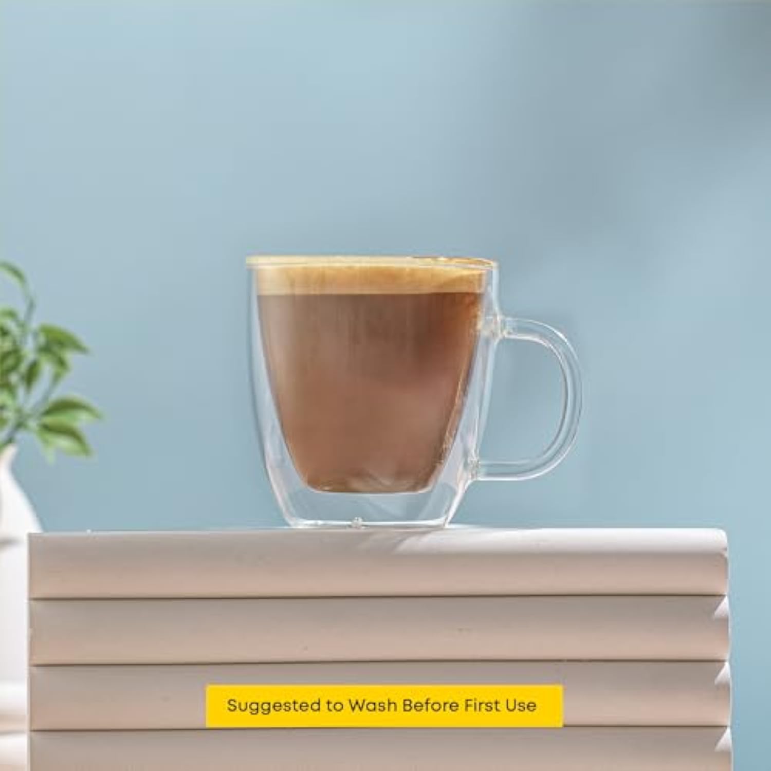 Double Wall Insulated Glass Espresso Mug Set of 2 5.4 Ounces