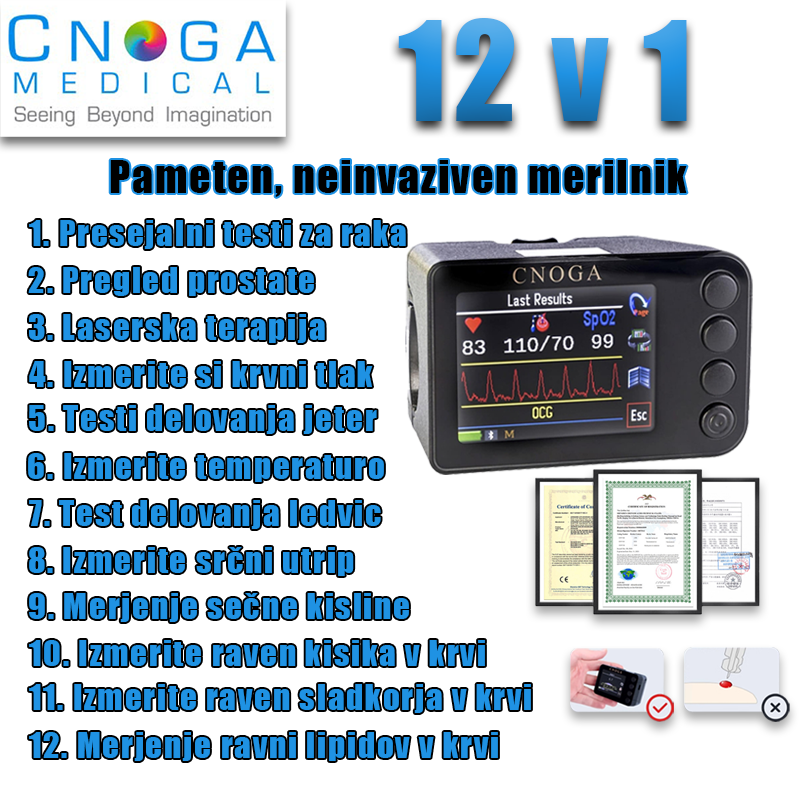 Neinvazivni multifunkcijski glukometer (več funkcij zaznavanja + lasersko zdravljenje)
