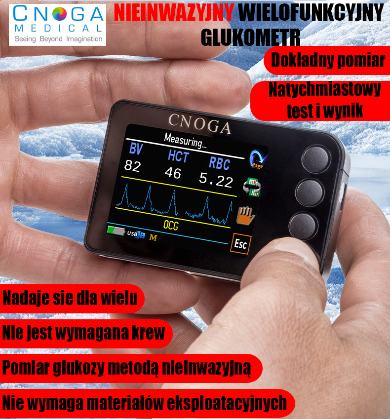 Nieinwazyjny wielofunkcyjny glukometr (wiele funkcji detekcji + zabieg laserowy)