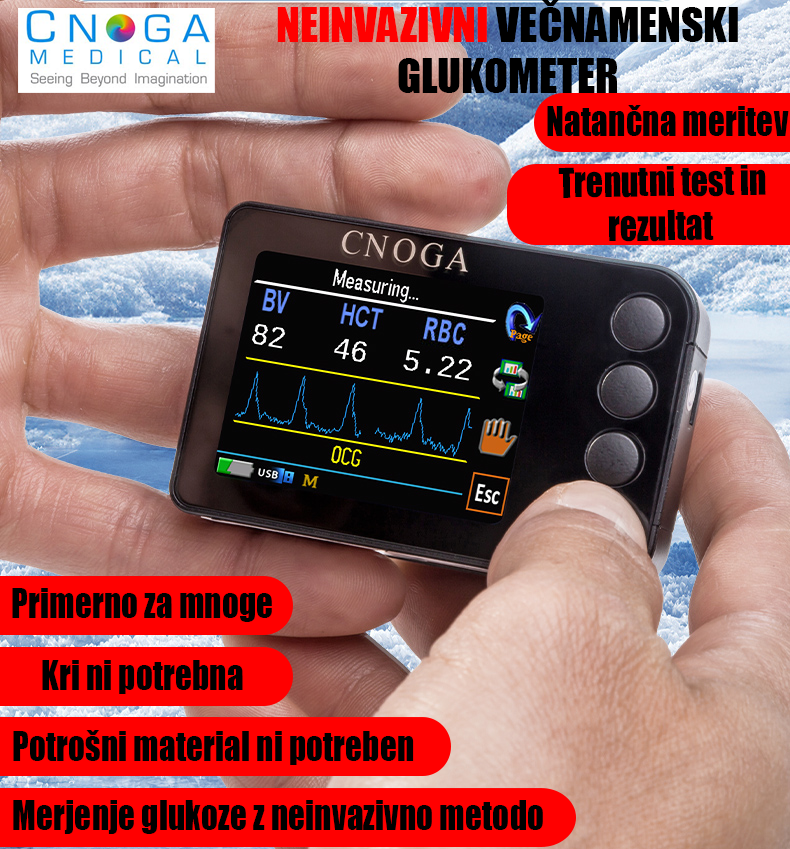 Neinvazivni multifunkcijski glukometer (več funkcij zaznavanja + lasersko zdravljenje)