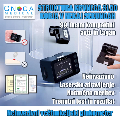 Neinvazivni multifunkcijski glukometer (več funkcij zaznavanja + lasersko zdravljenje)