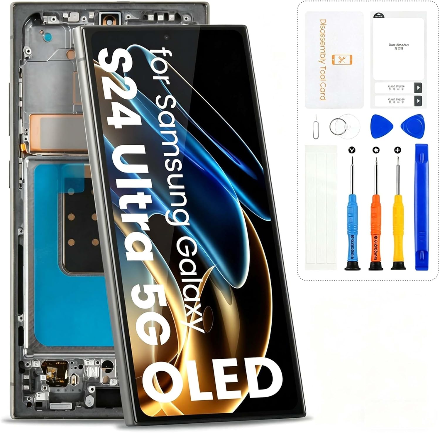 OLED for Samsung Galaxy S24 Ultra 5G Screen Replacement for Samsung S24 Ultra LCD Display Screen Touch Digitizer SM-S928U Repair Parts with Frame(US Version) (Black)