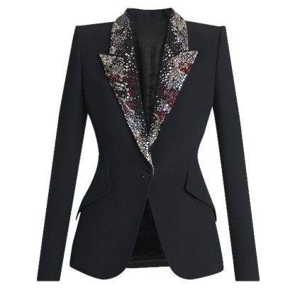 Luxurious Embroidered Women's Suit Set - Artistic Floral & Heart Applique Slim-Fit Blazer & Tailored Pants - Edgy High-Fashion 2-Piece Set for Galas & Events 3095