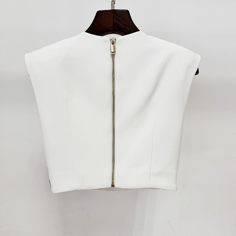 In Stock 2026 Early Spring New European and American Fashion Heavy Beading Rhinestone Vest Short Top and Skirt Set Two-Piece Set 3089