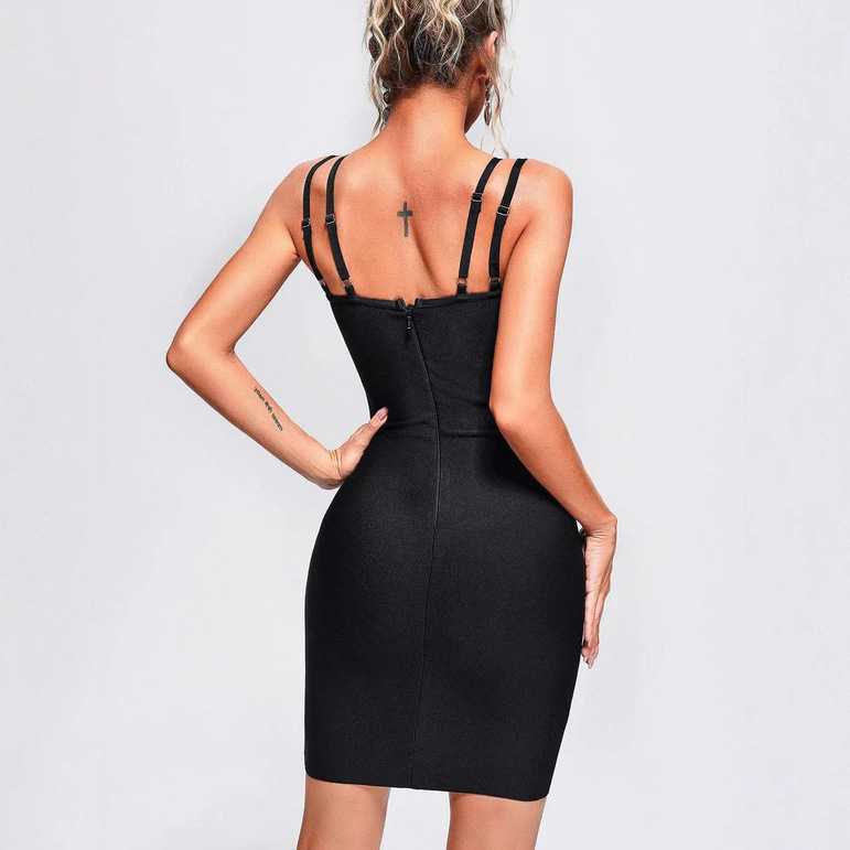 Sexy Black Lace Cutout Bandage Mini Dress - Bodycon Club Party Dress | Strappy Baddie Aesthetic BA357