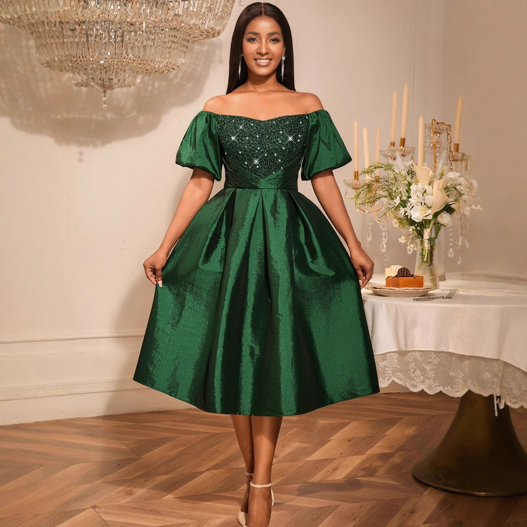 Plus-Sizes Elegant Off-Shoulder Sequin Formal Dress AM050409	-UGENA FASHION