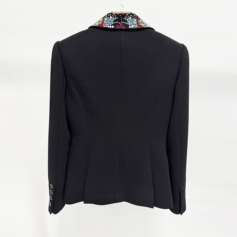 Luxurious Embroidered Women's Suit Set - Artistic Floral & Heart Applique Slim-Fit Blazer & Tailored Pants - Edgy High-Fashion 2-Piece Set for Galas & Events 3095