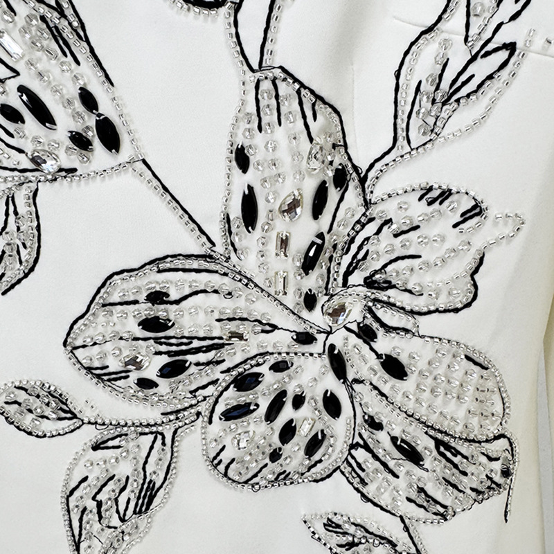 Elegant White Hand-Beaded Floral Long Sleeve Mermaid Gown  3080