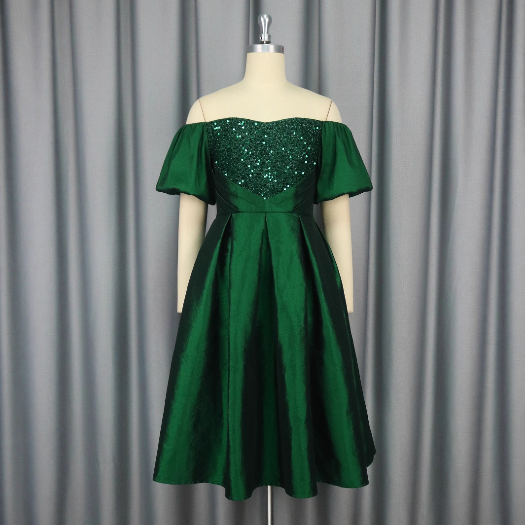 Plus-Sizes Elegant Off-Shoulder Sequin Formal Dress AM050409	-UGENA FASHION