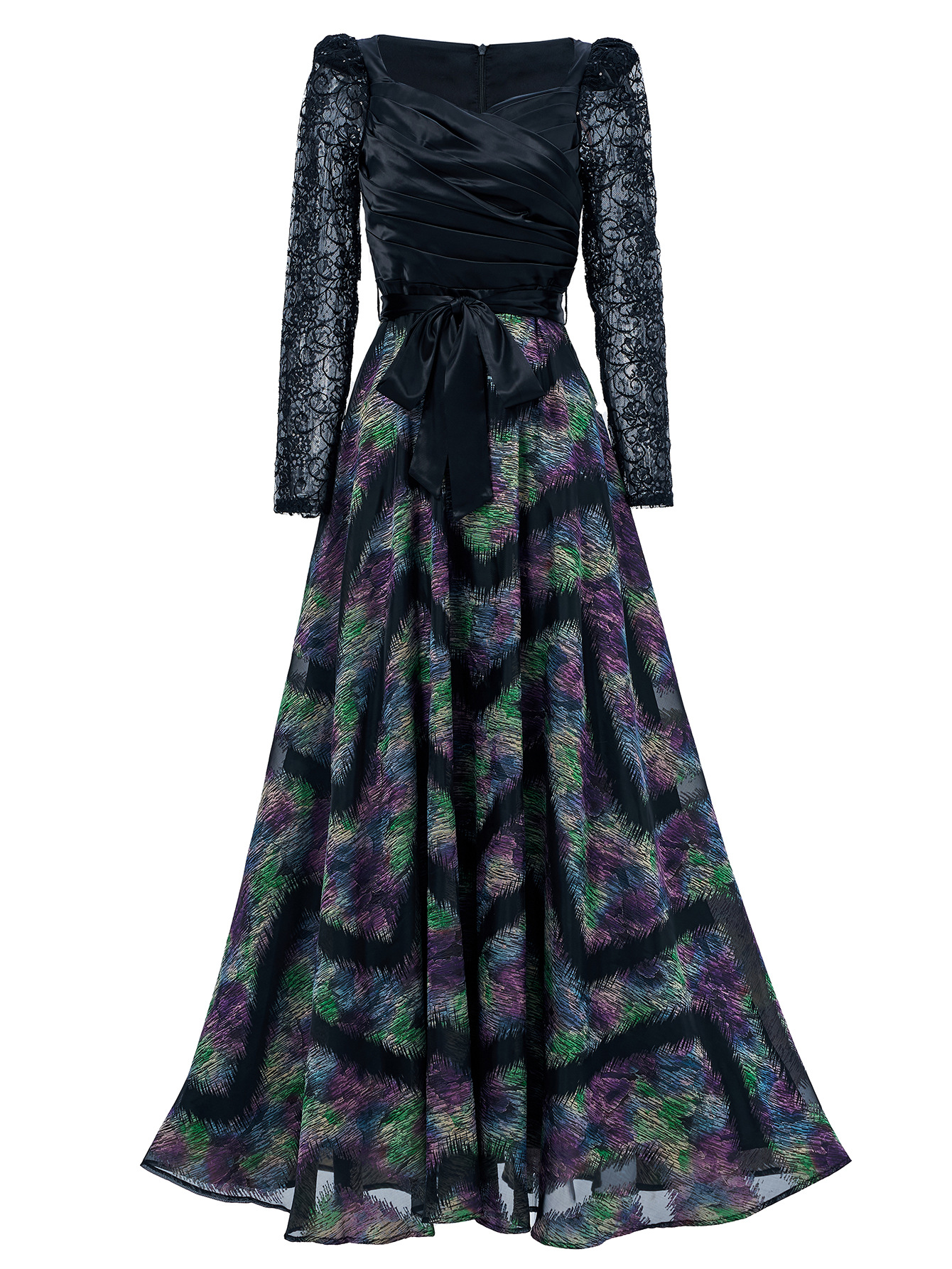 Long Sleeve Print Maxi Dress for Formal Cocktail Party qc16