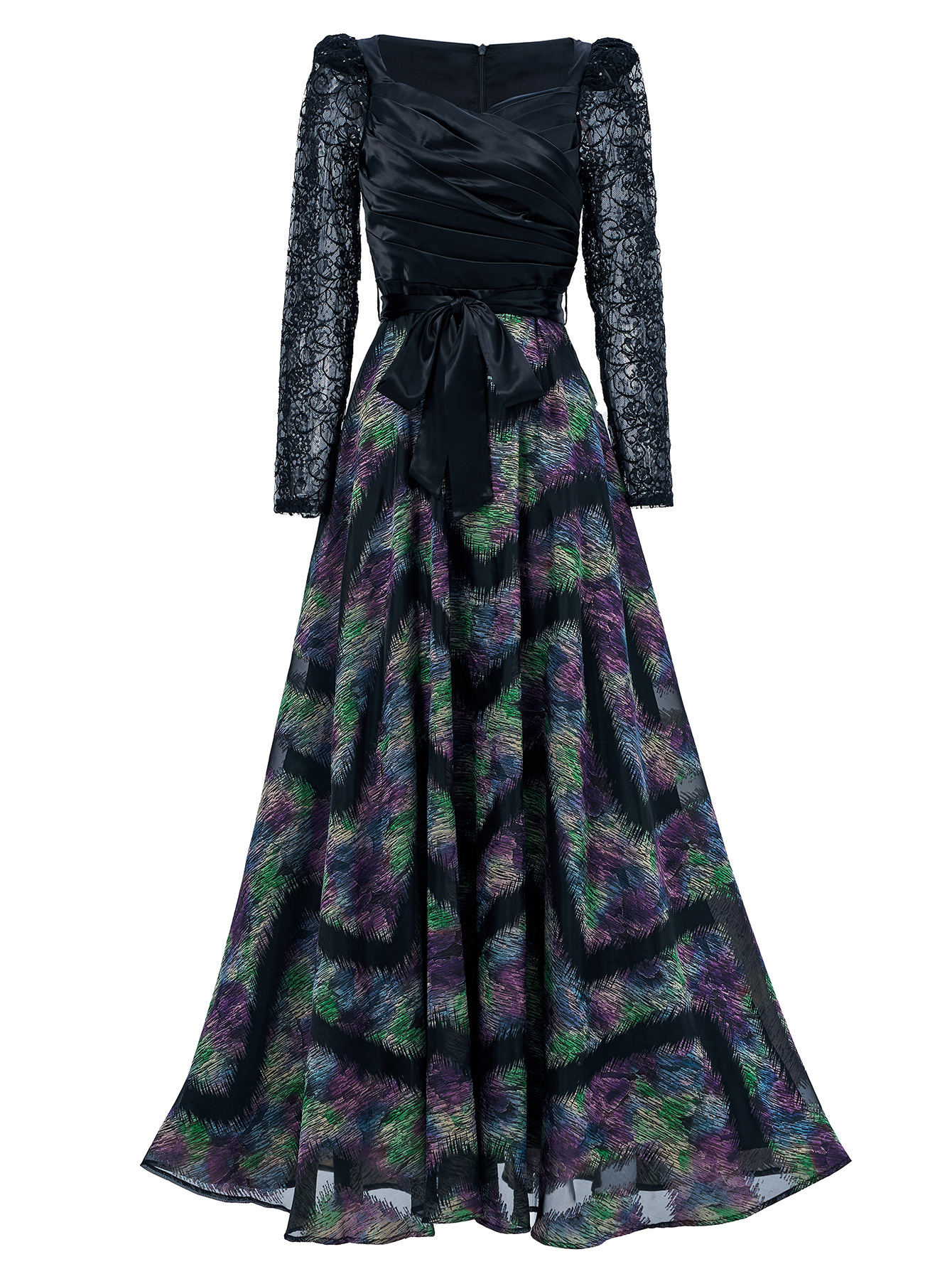 Long Sleeve Print Maxi Dress for Formal Cocktail Party qc16