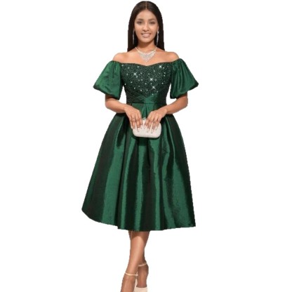 Plus-Sizes Elegant Off-Shoulder Sequin Formal Dress AM050409	-UGENA FASHION