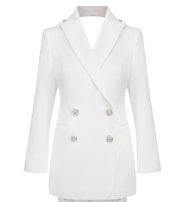 Modern Backless Bridal Blazer and Sequin Lace Mermaid Skirt Set - Two-Piece Wedding Suit for Reception & Civil Ceremony Z0028