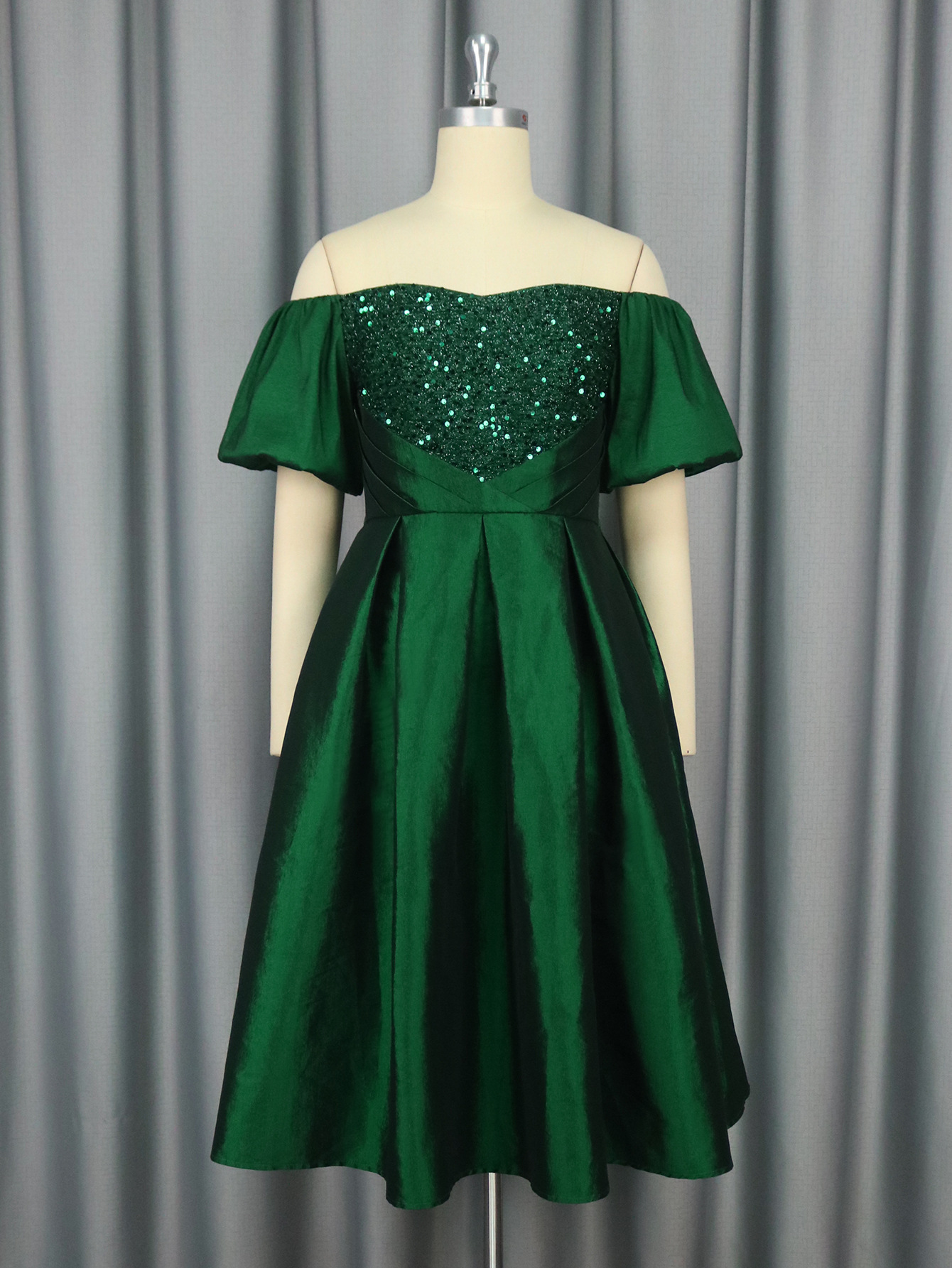 Plus-Sizes Elegant Off-Shoulder Sequin Formal Dress AM050409	-UGENA FASHION