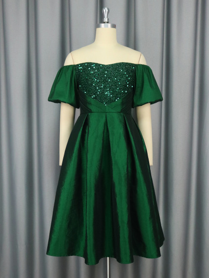 Plus-Sizes Elegant Off-Shoulder Sequin Formal Dress AM050409	-UGENA FASHION