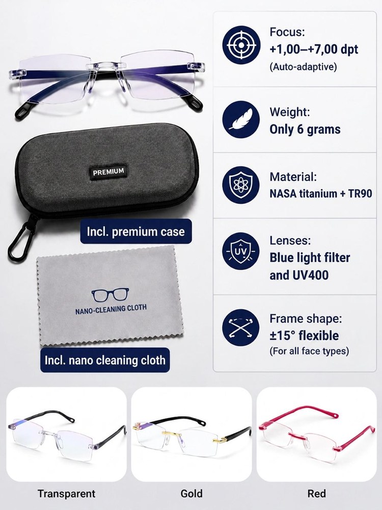 Say goodbye to looking aged! Smart High-Tech reading glasses—instantly elevate your look with a touch of sophistication.
