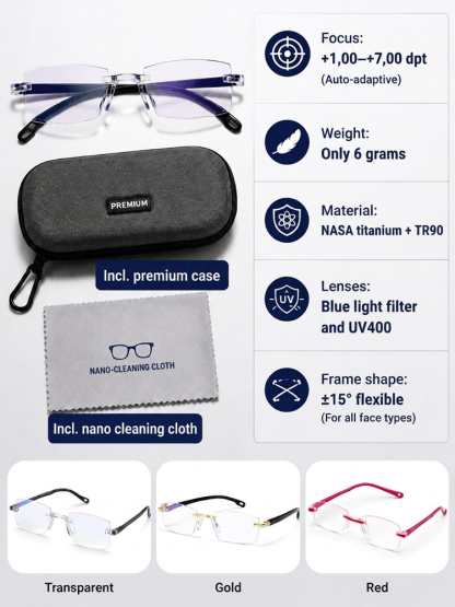 Say goodbye to looking aged! Smart High-Tech reading glasses—instantly elevate your look with a touch of sophistication.