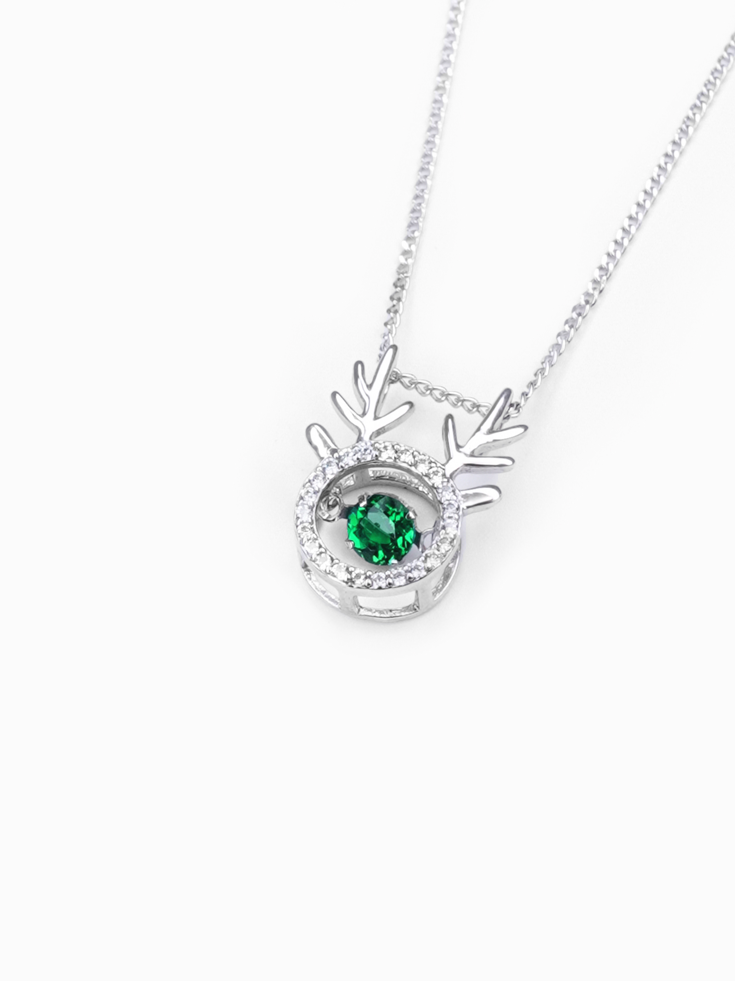 Round brilliant cut Emerald Necklace -  Spirited Elk