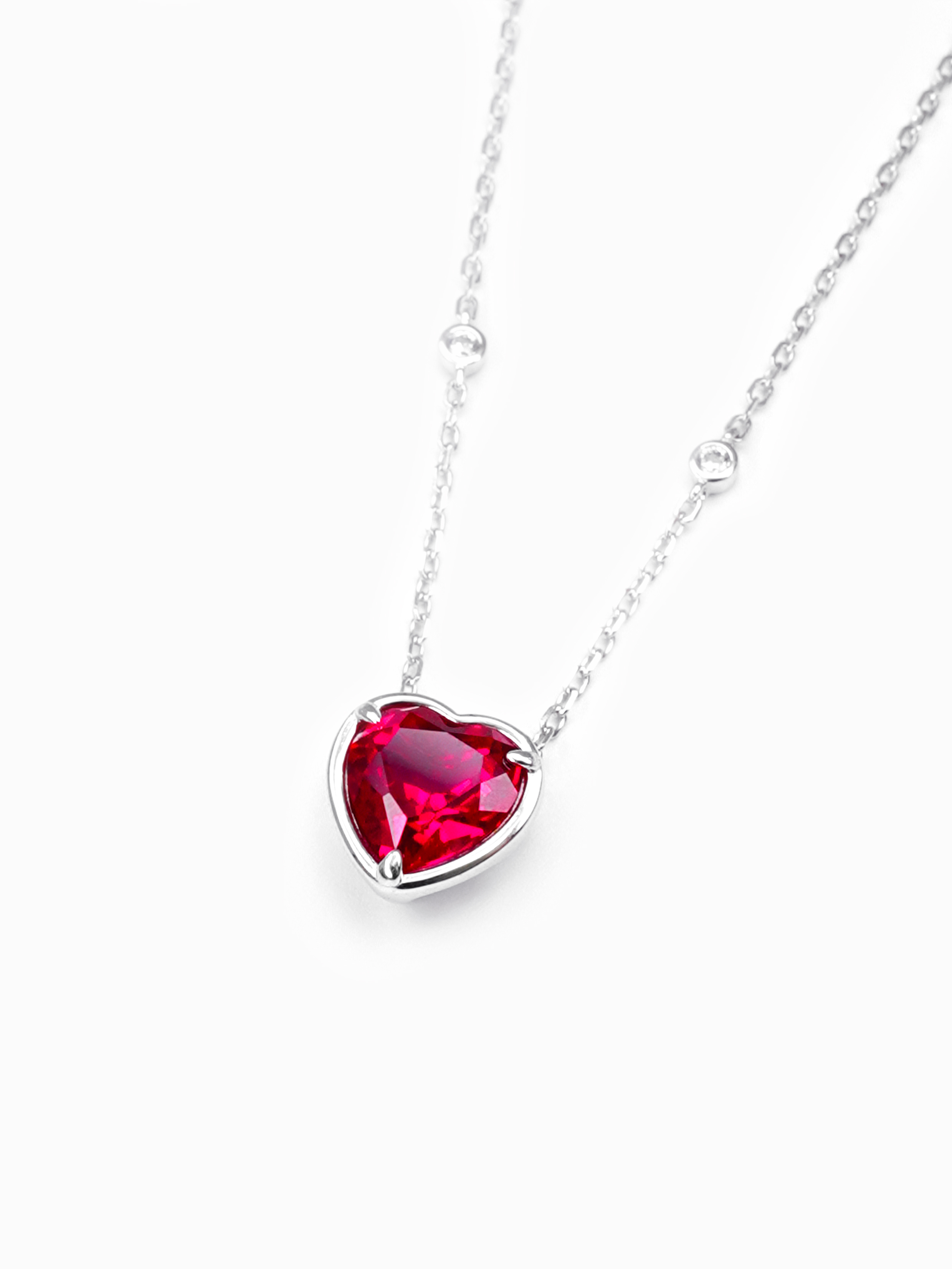 Heart brilliant cut Ruby Necklace -  Heart Blaze