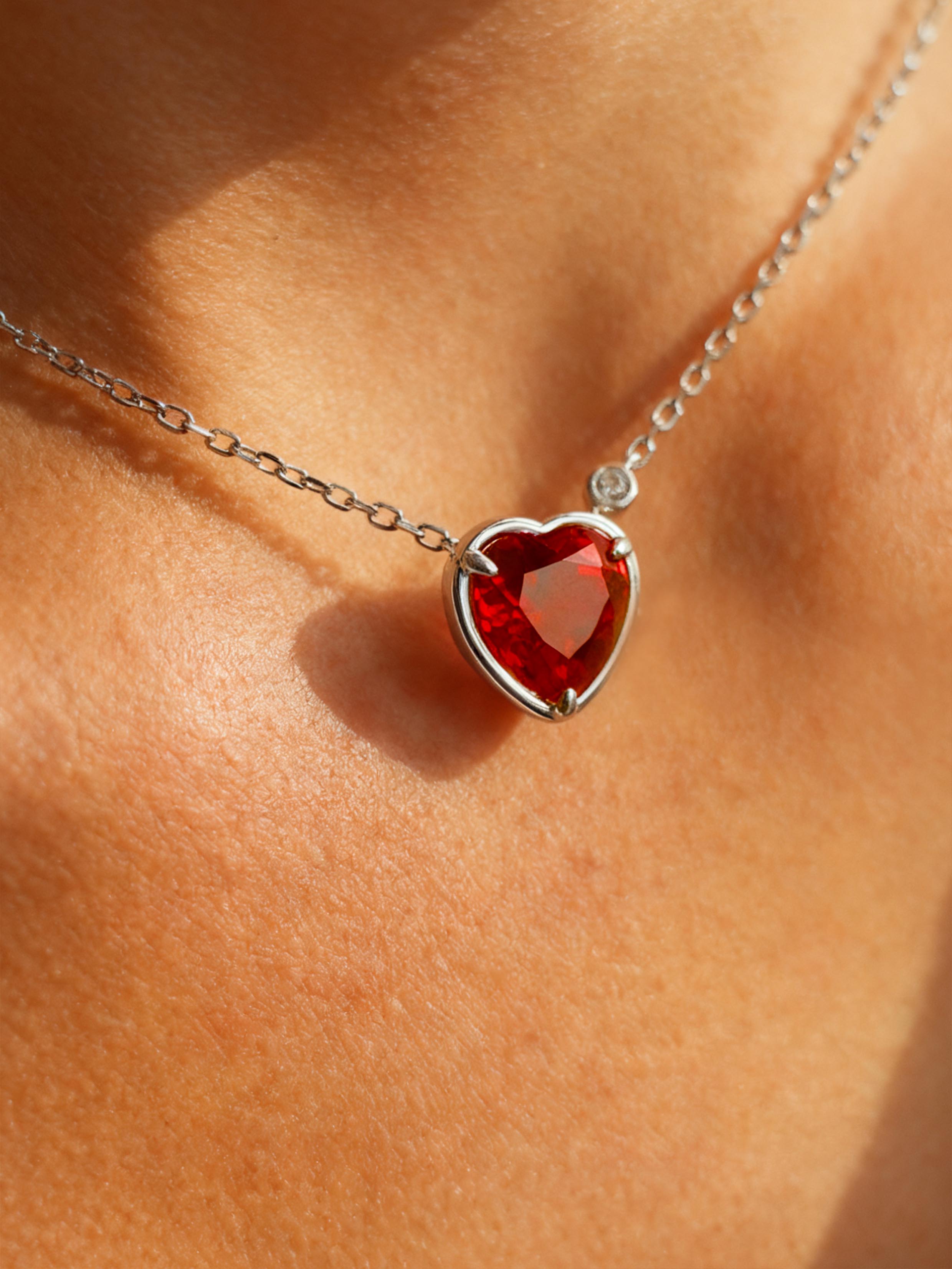 Heart brilliant cut Ruby Necklace -  Heart Blaze