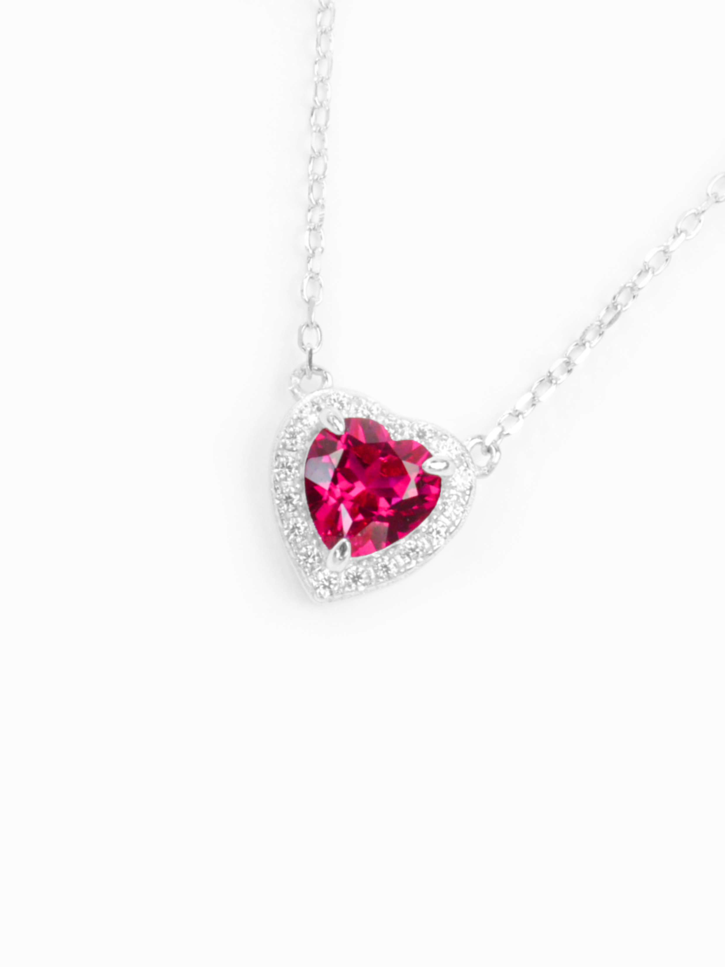 Heart brilliant cut Ruby Necklace -  Vivid Heart Treasures