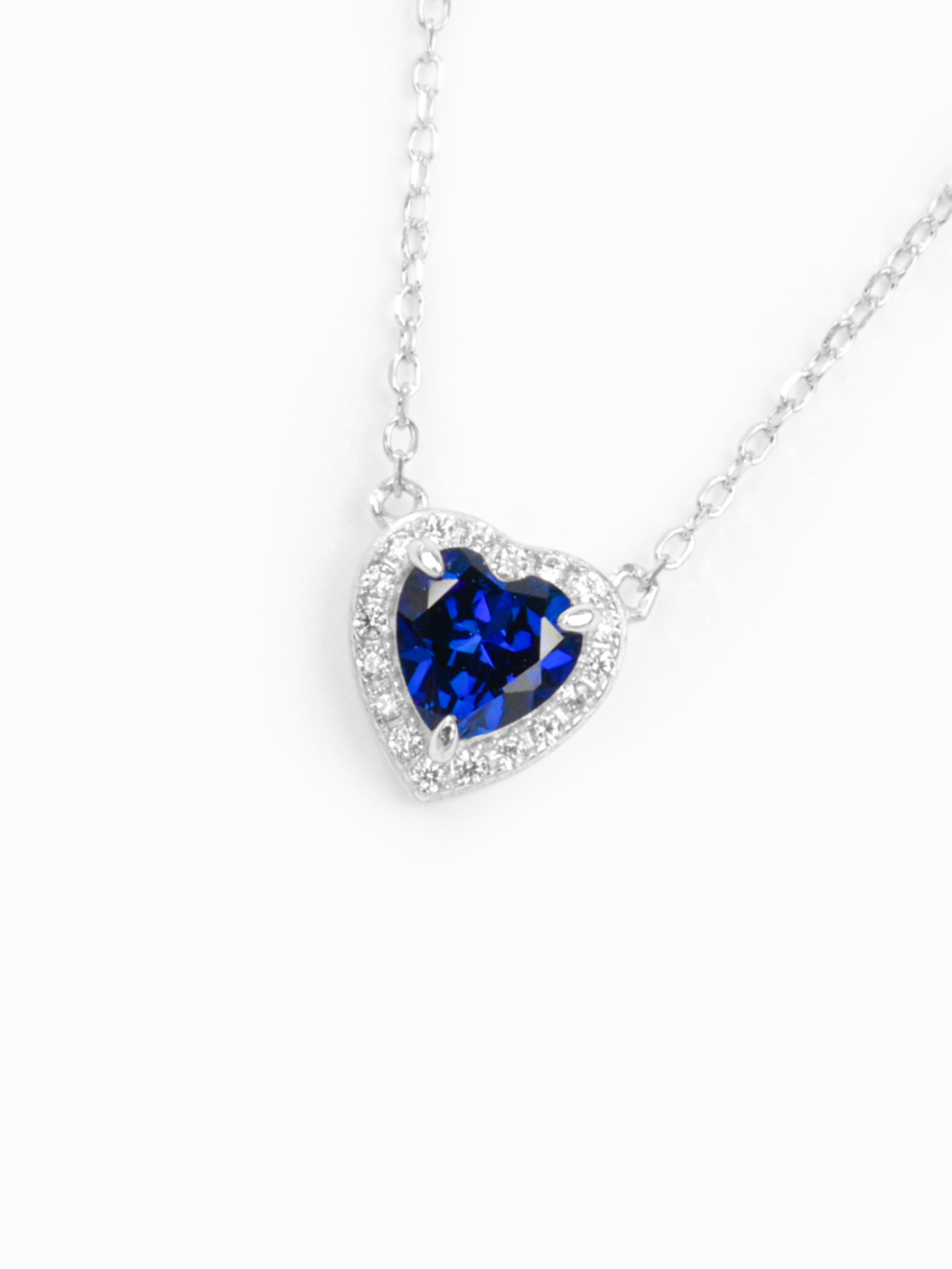 Heart brilliant cut Sapphire Necklace -  Vivid Heart Treasures