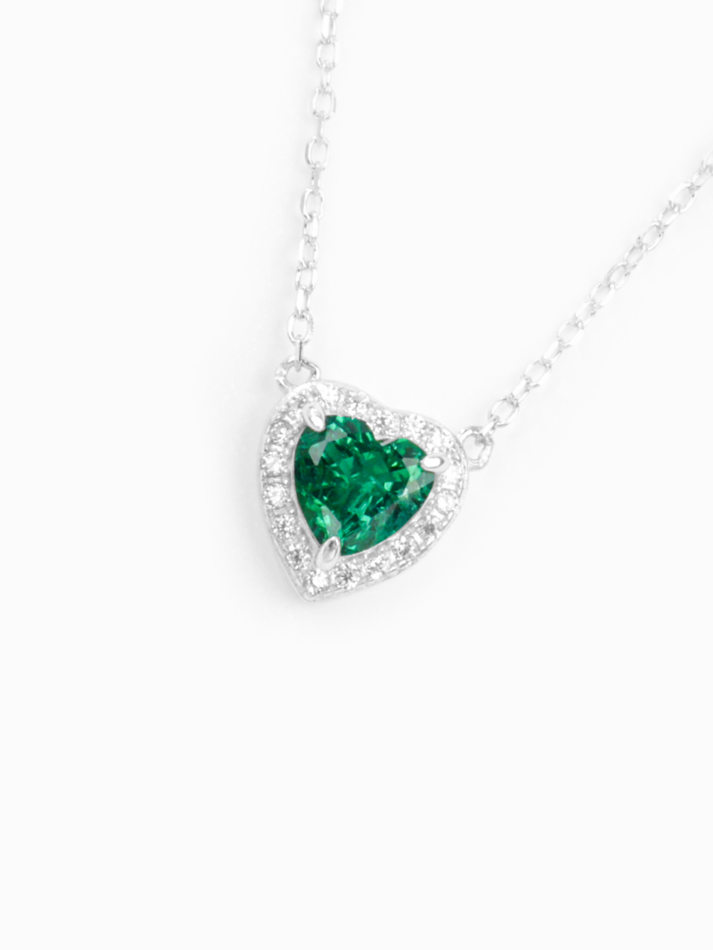 Heart brilliant cut Emerald Necklace -  Vivid Heart Treasures