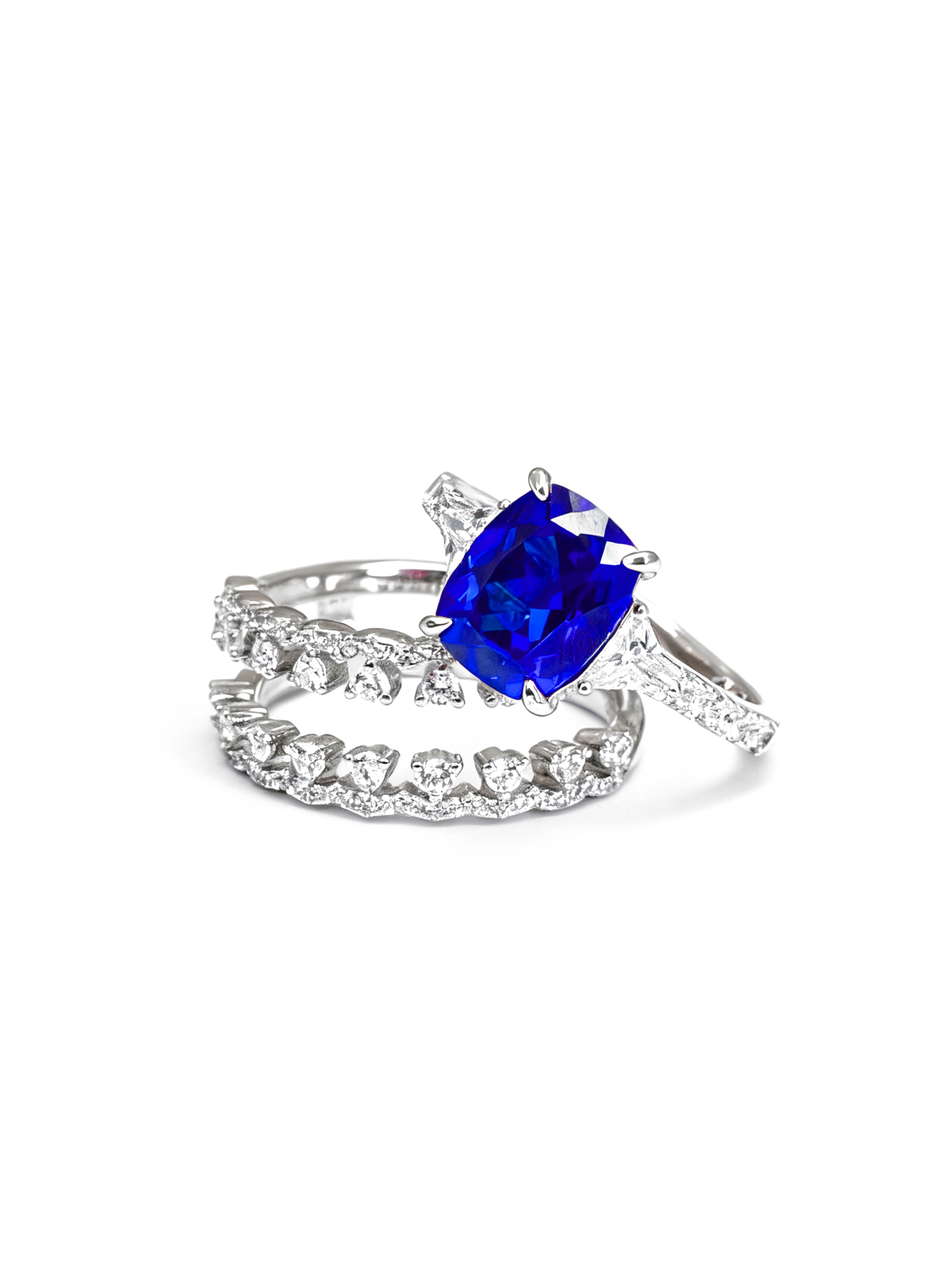Stackable Cushion-Cut Sapphire Ring