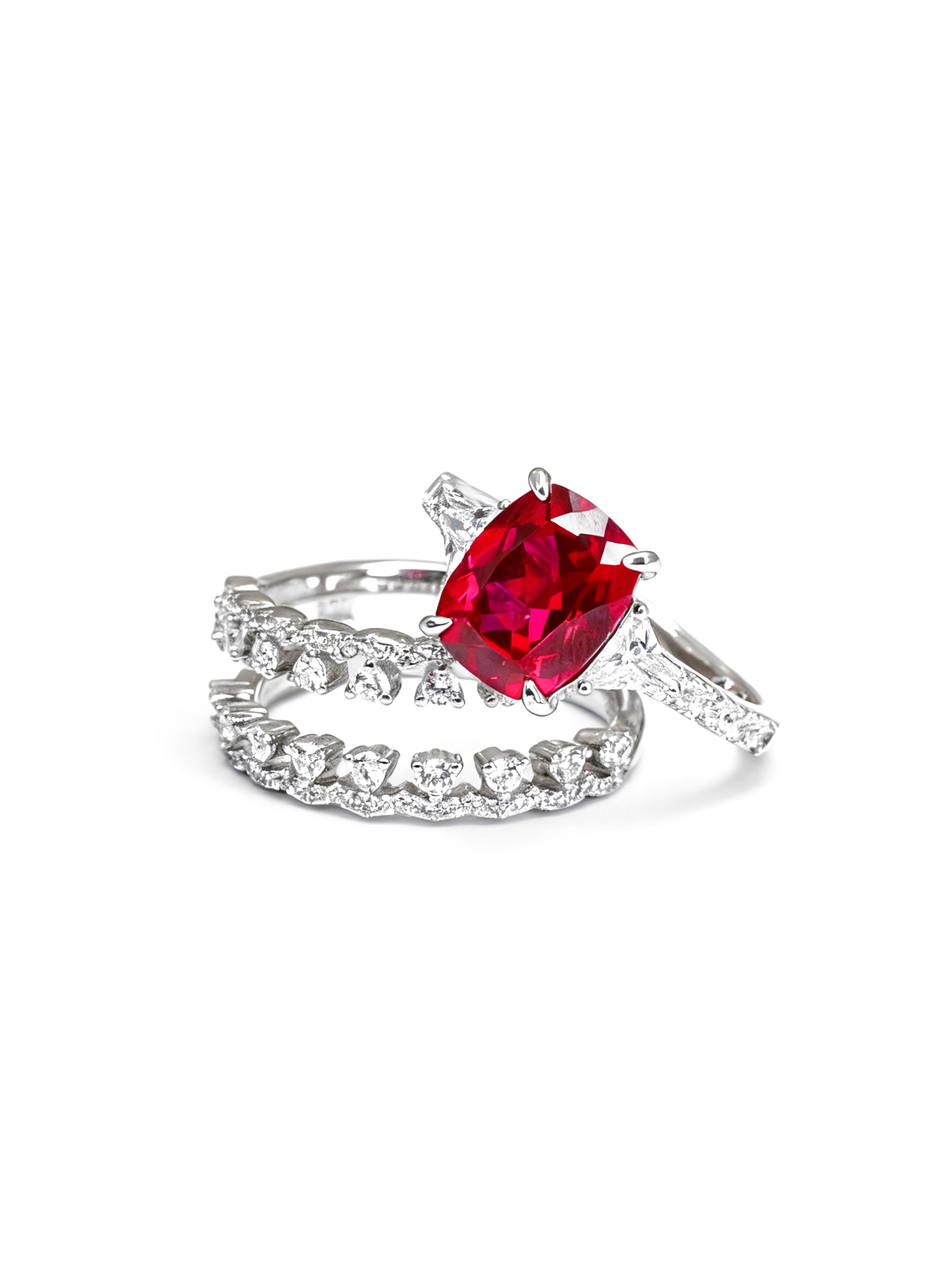 Stackable Cushion-Cut Ruby Ring