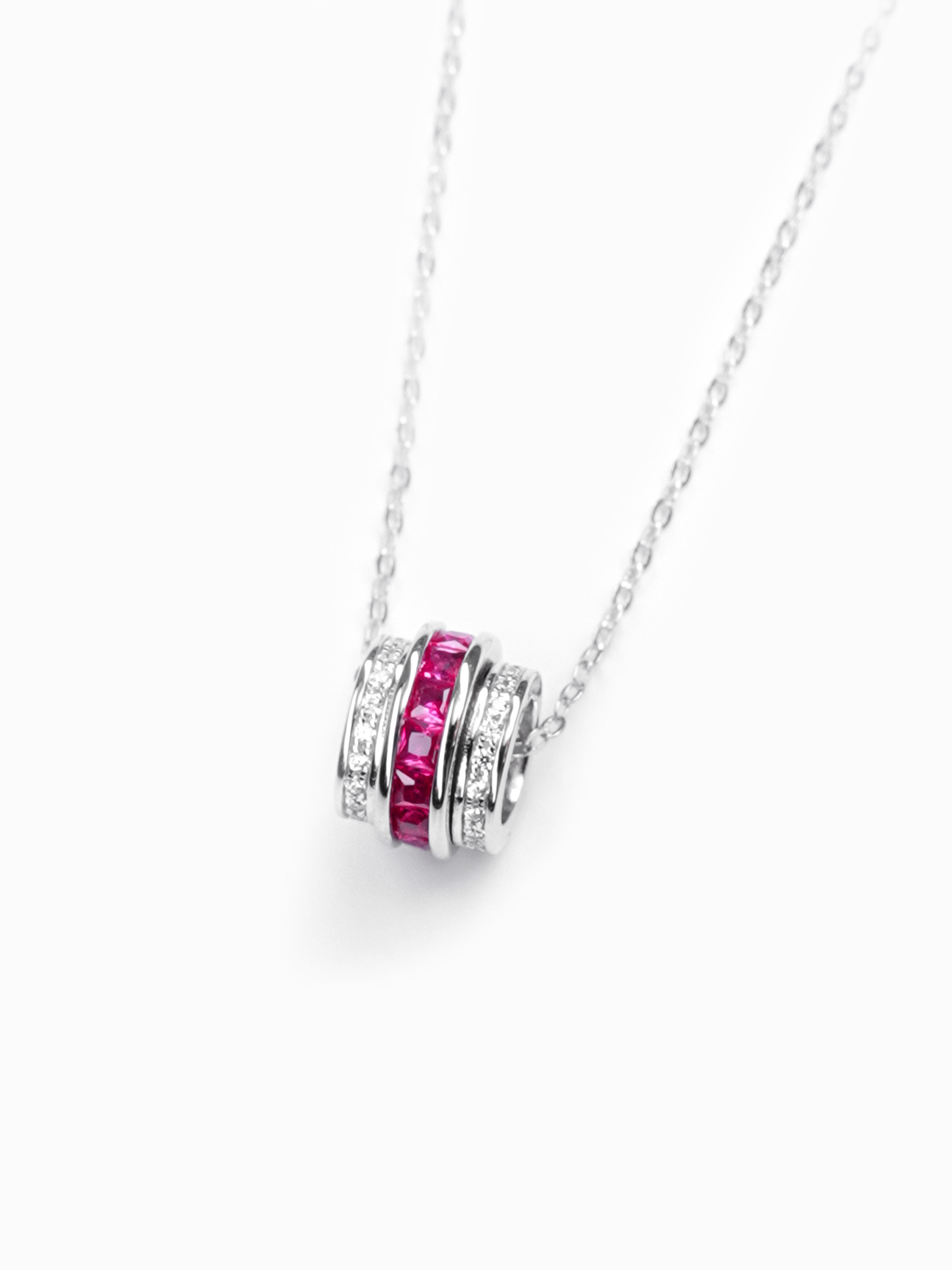 Princess brilliant cut Ruby Rotatable Necklace - Destiny Spin
