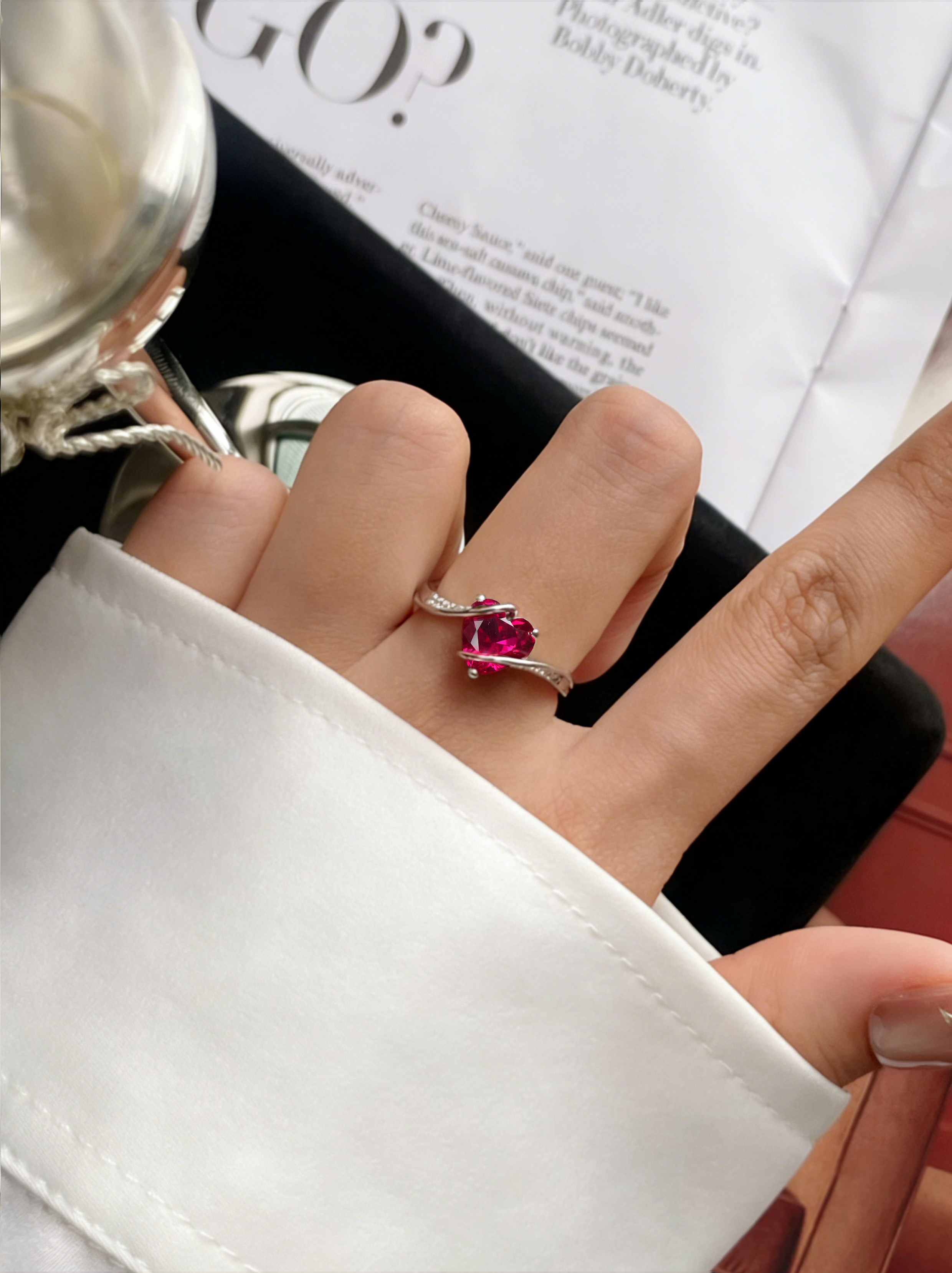 Heart Brilliant Cut Ruby Ring - Crush on you