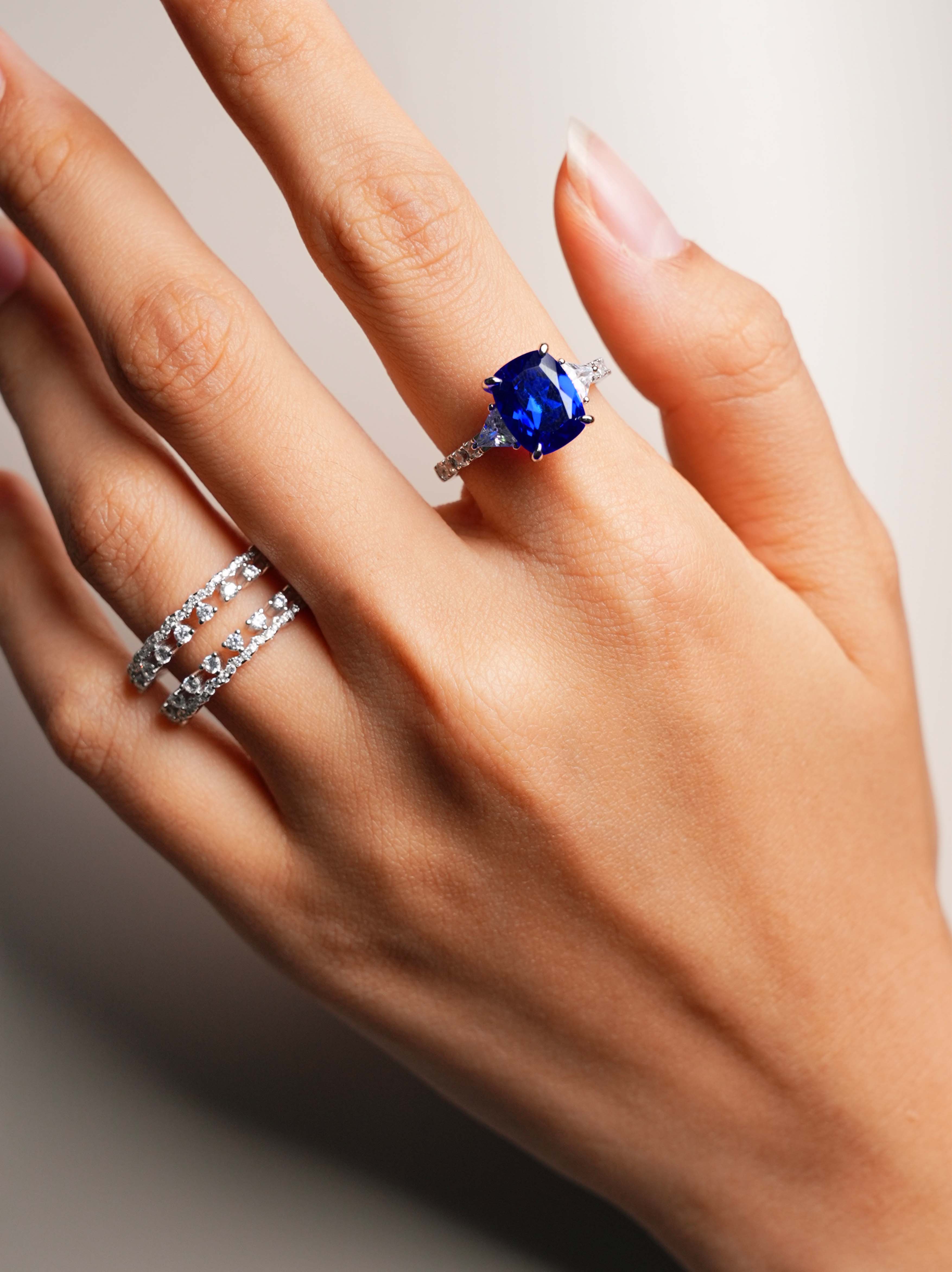 Stackable Cushion-Cut Sapphire Ring