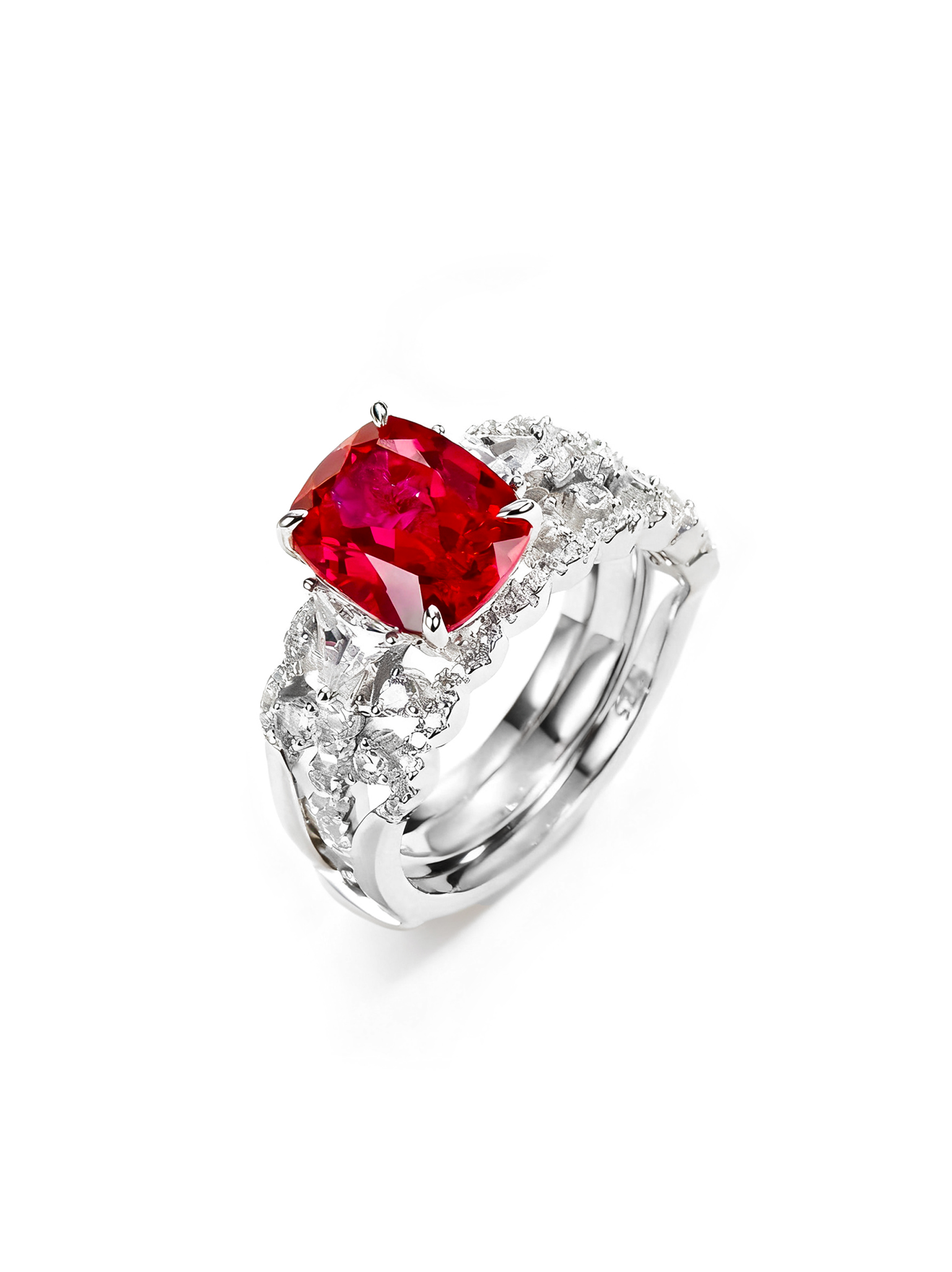 Stackable Cushion-Cut Ruby Ring
