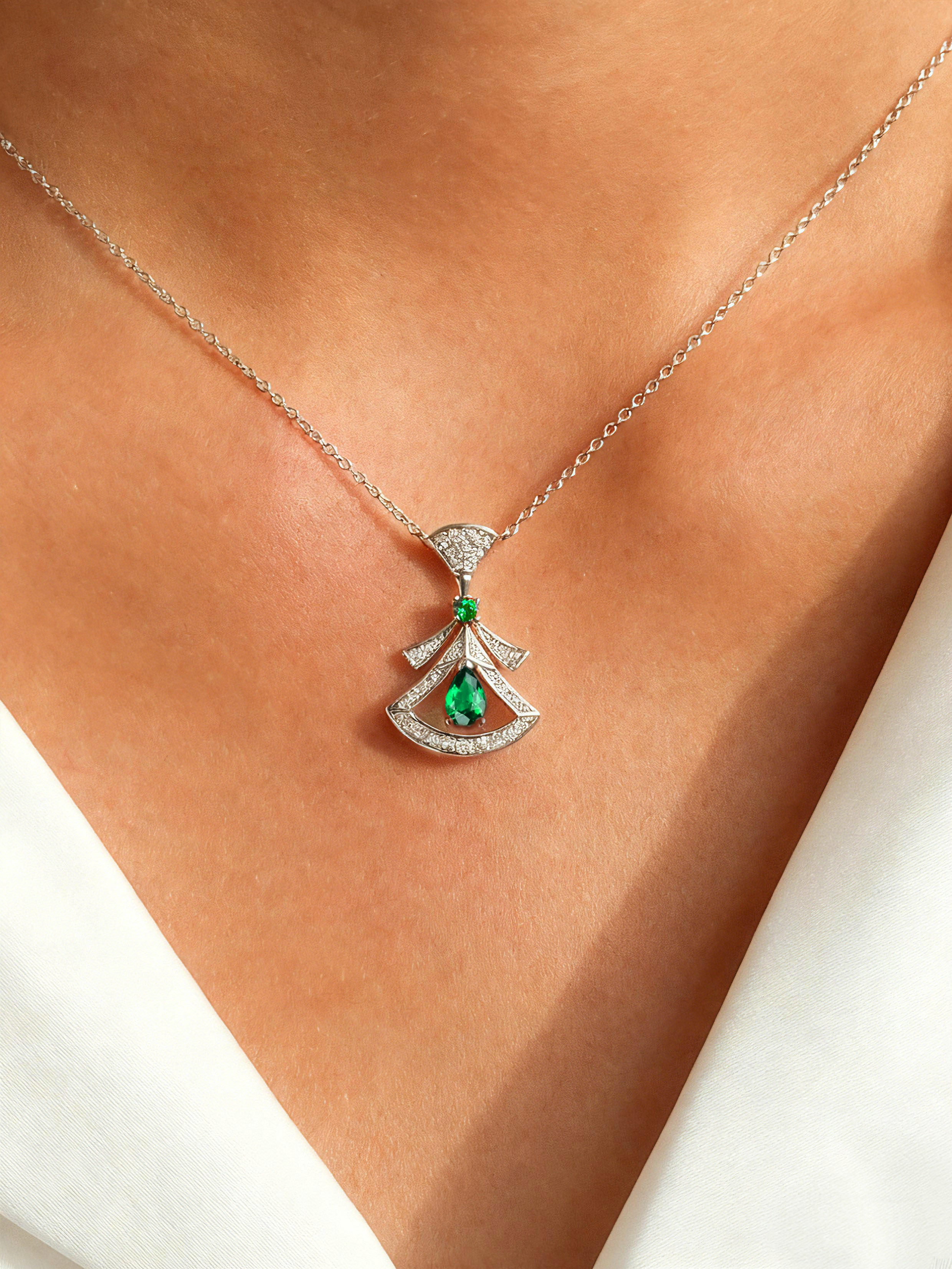 Pear-shaped Cut Emerald Necklace -  Spirited Tree