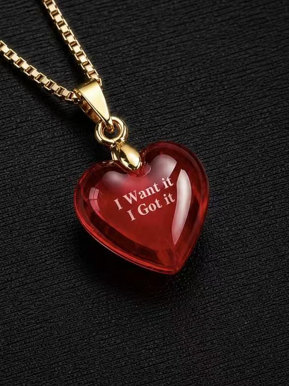 Ruby-Heart Brilliant Cut Necklace - I Want It, I Got It 
