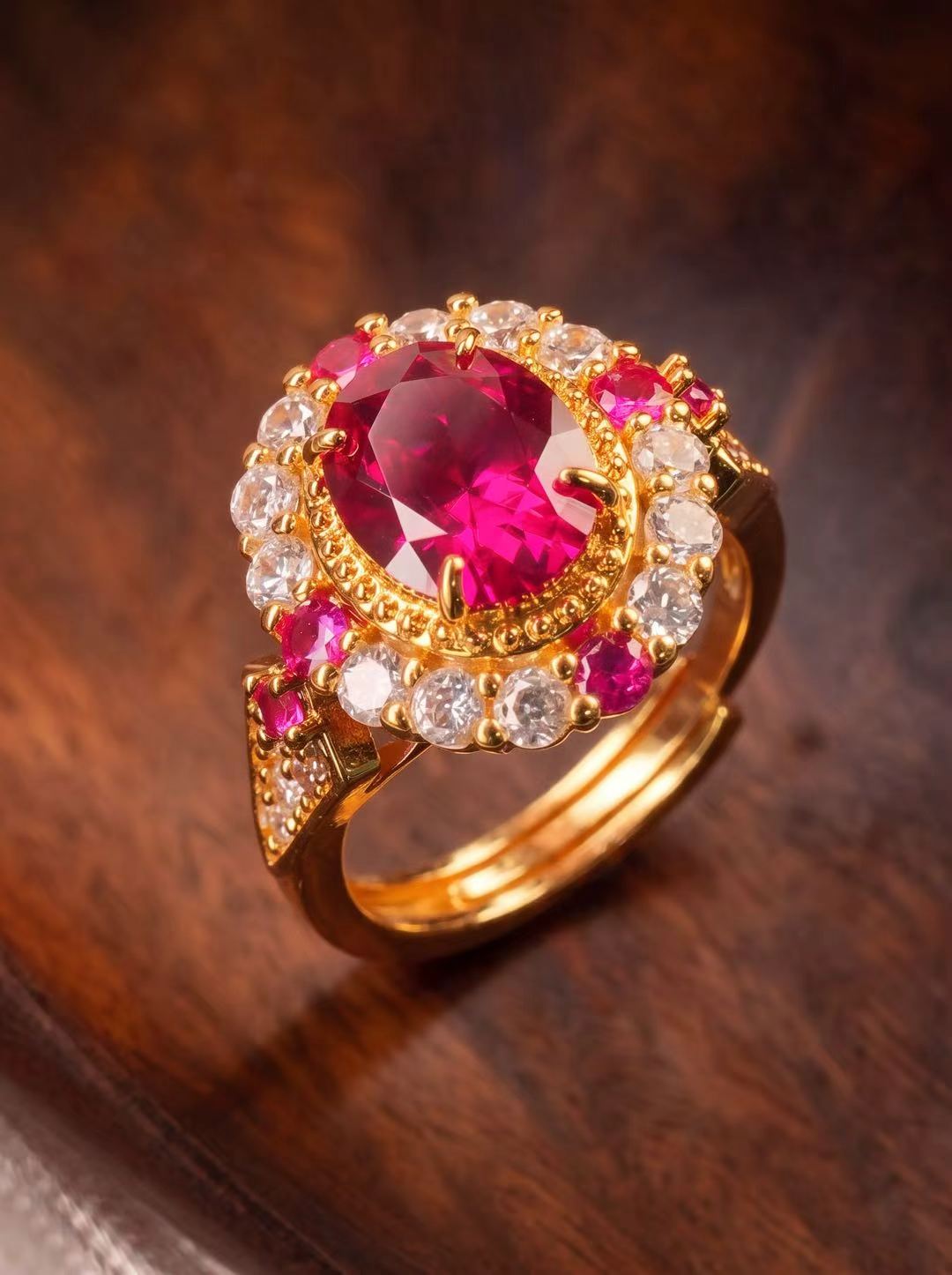 Oval Brilliant‑Cut Ruby Ring - Passion Halo